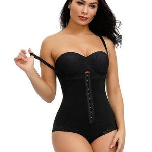 Body-Hugging High Waist Hook Front Plus Size Bodysuit Medium Control Shapewear